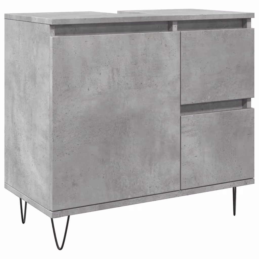 Berkfield Home Concrete Oak Sink Cabinet in Grey, W/D/H: 65 x 33 x 60 cm – 2