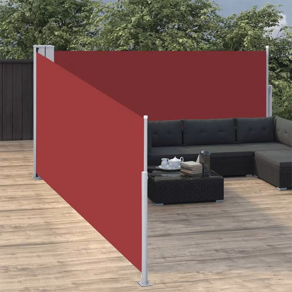 Berkfield Home Red Retractable Side Awning with Steel and Aluminium Frame, W: 100 cm, D: 1000 cm – 2