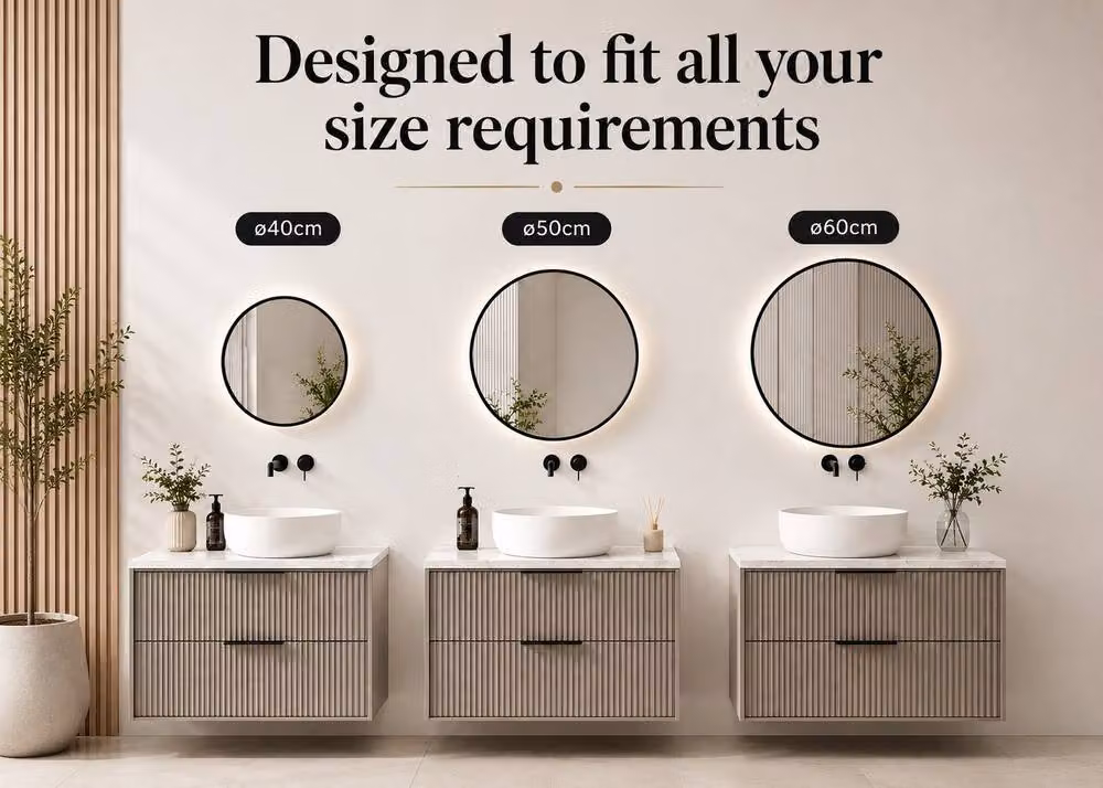 SPOT ON DEALZ Modern Round Black Framed Wall Mirror, Diameter: 50 cm – 2