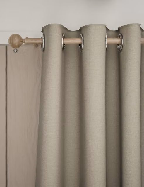 M&S Blackout Thermal Eyelet Curtains in Black