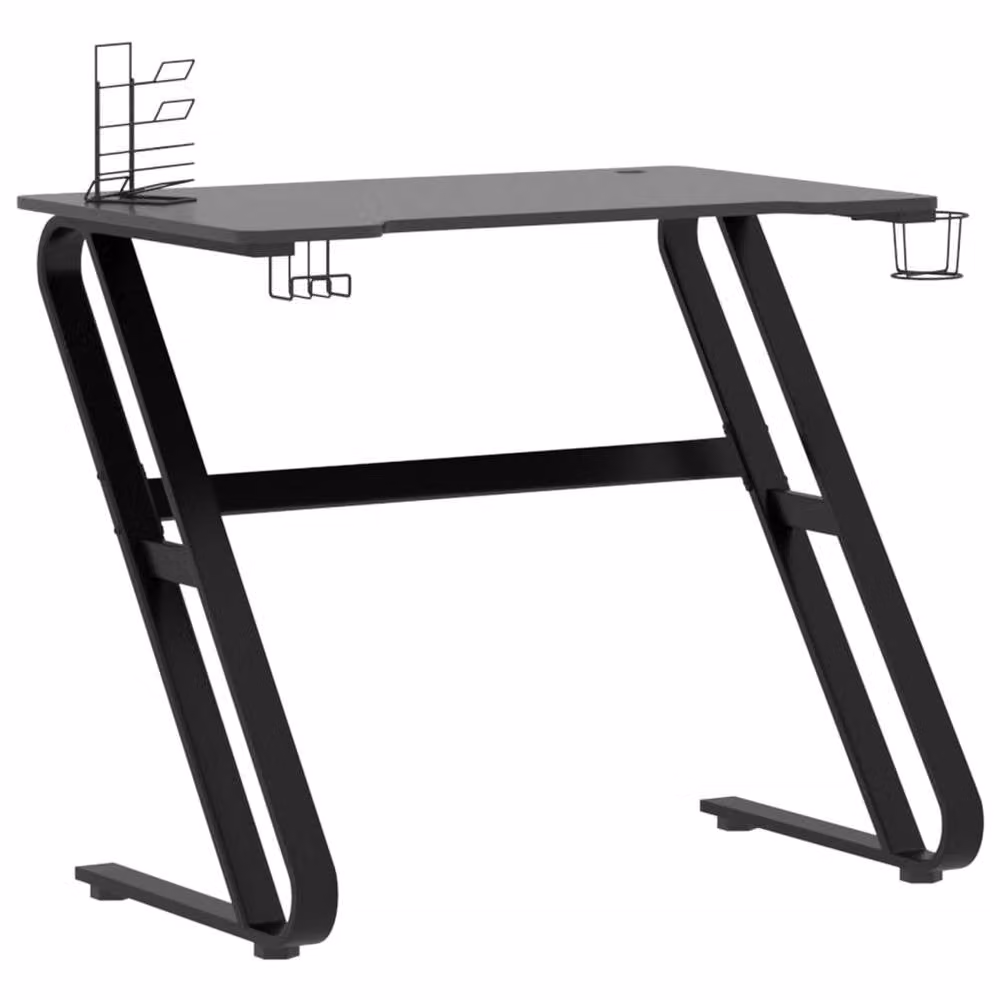 Berkfield Home Gaming Desk in Black with ZZ Shape Legs, W/D/H: 90 x 60 x 75 cm – 1