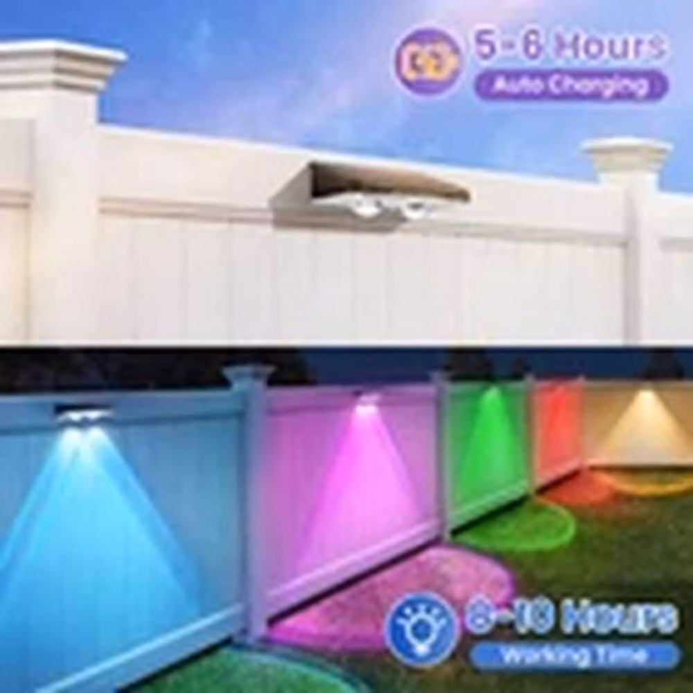 EONLION Pack of 4 Solar Powered LED Garden Wall Lights, Black Multicolour RGB Up and Down Lighting with Dusk Sensor, IP65 Waterproof – 4