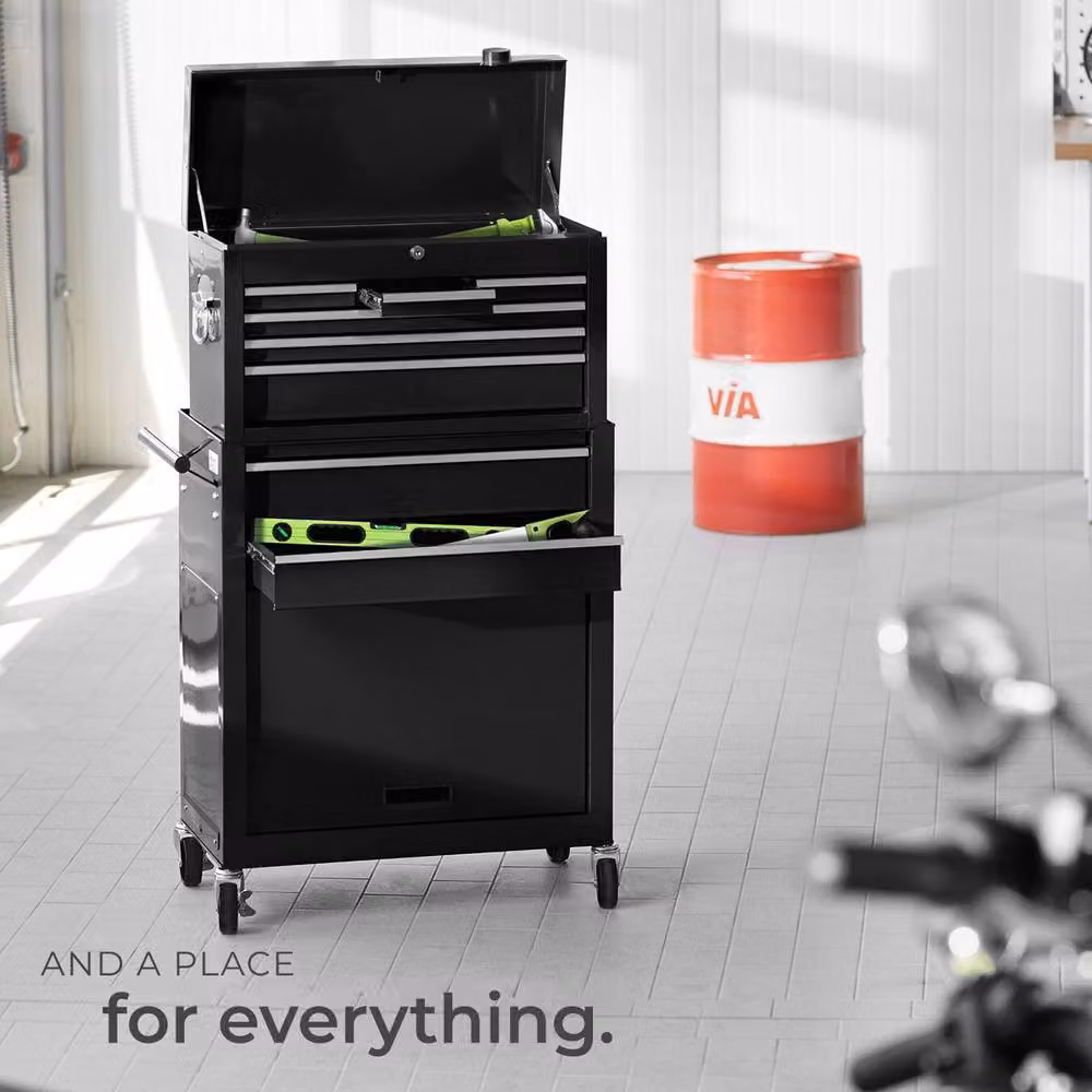tectake Rollable Tool Chest in Black, H 110.0 cm x W 69.0 cm x D 33.0 cm – 7
