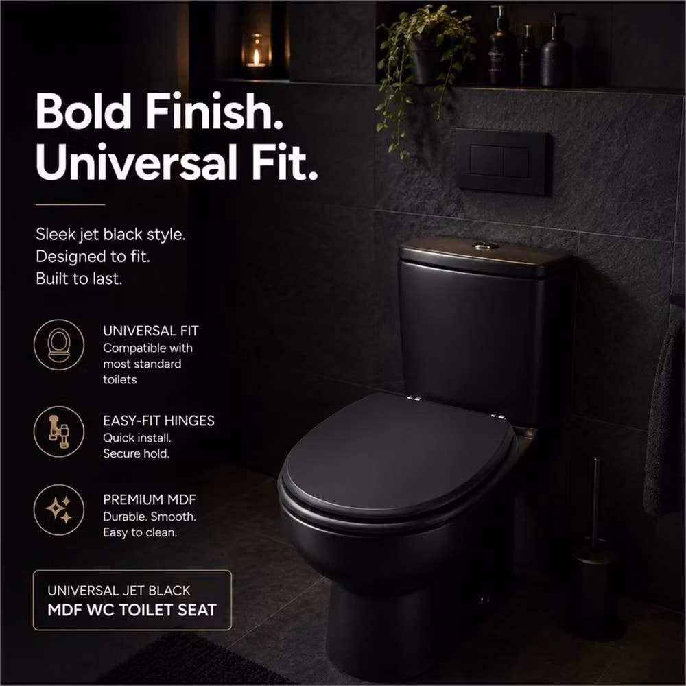 Pawnora Universal Oval Wooden Toilet Seat in Black – 4