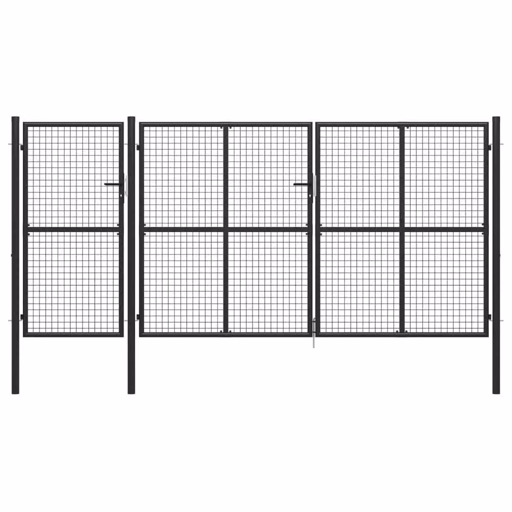 Berkfield Home Durable Steel Garden Gate, Anthracite Grey, W: 400 cm, H: 150 cm – 1