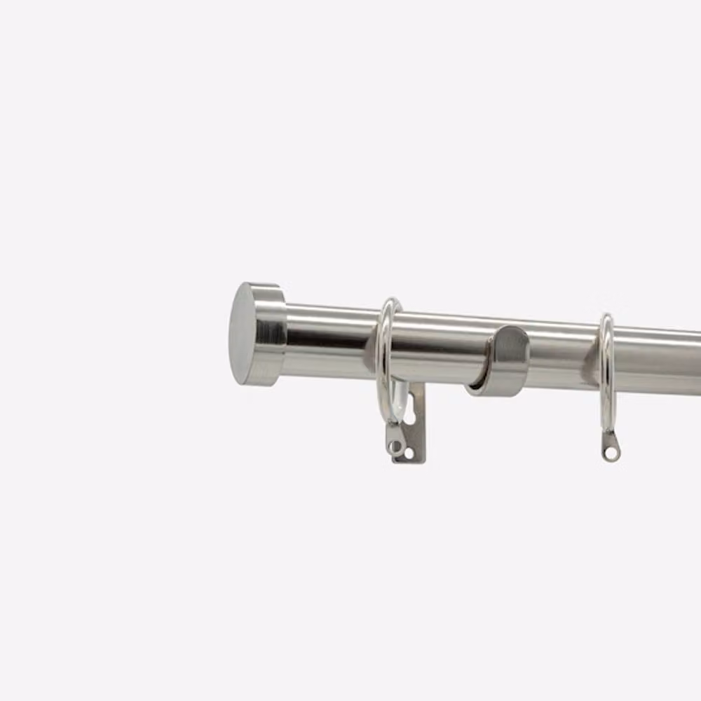 New Edge Blinds Stainless Steel 28mm Stud Fixed Length Metal Curtain Pole in Light Grey, Length: 100 cm – 2