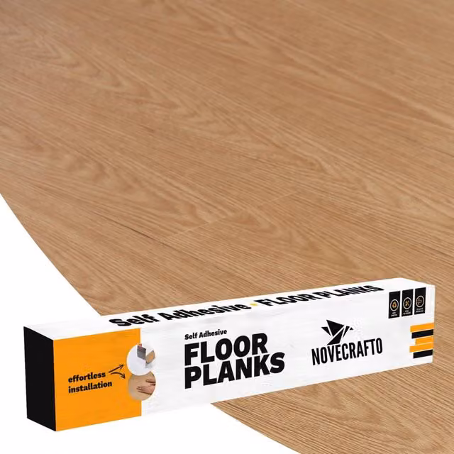 Novecrafto Self Adhesive Wood Look Vinyl Floor Planks, Pack of 10, Beige and Brown, Size: 91.4 x 15.2 cm