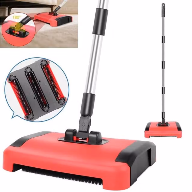 EONLION Manual Carpet Sweeper Brush in Red, Width: 100 cm