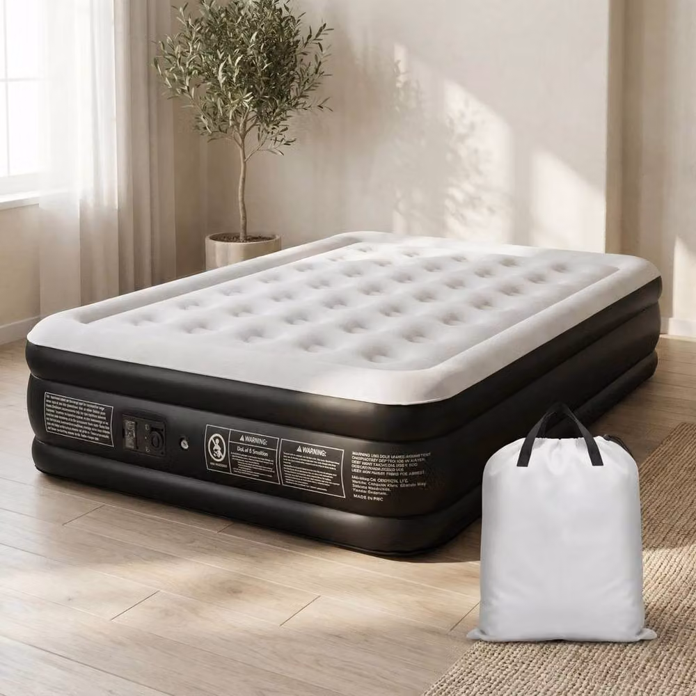 NESTLUNE Double Airbed Extra Deep Mattress with Built-in Electric Pump, Black, W/D/H: 140 x 200 x 47 cm – 2