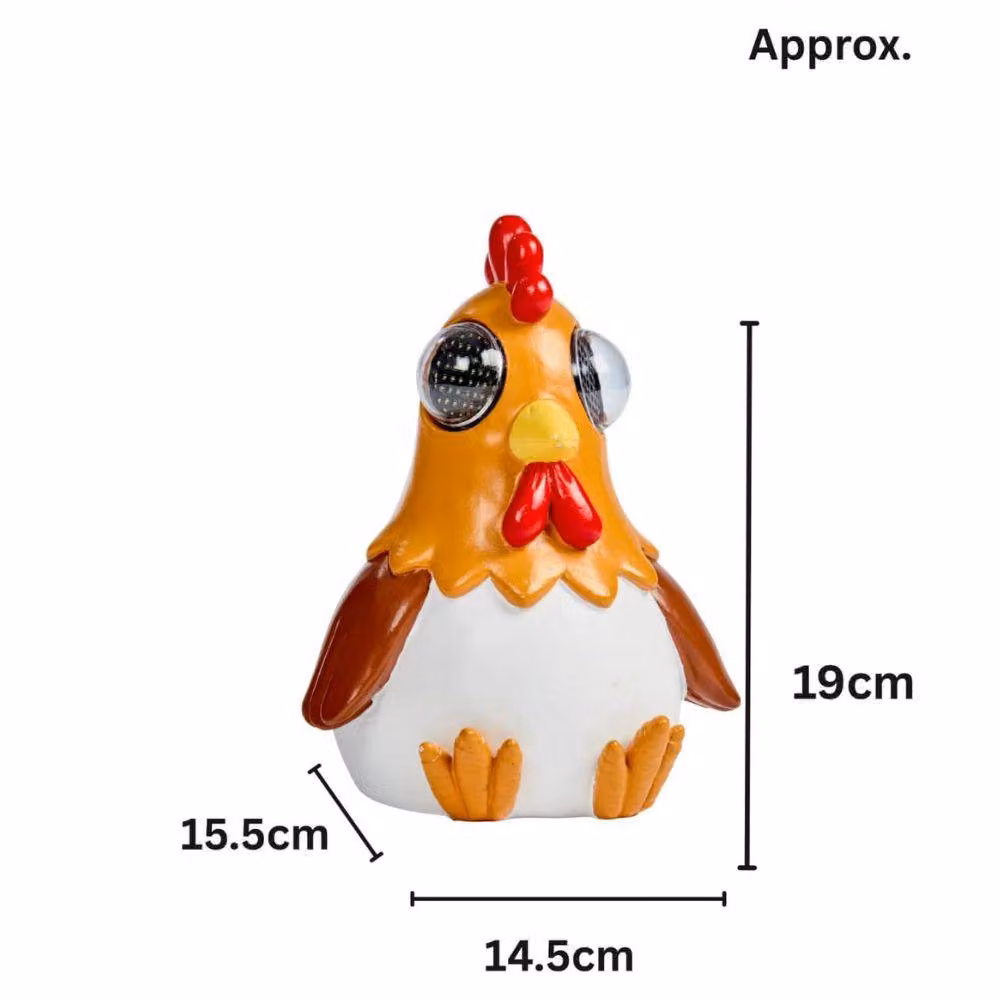 Marco Paul Solar Blinkin Rooster LED Garden Ornament in Brown and Multicolour, Height: 20 cm – 2