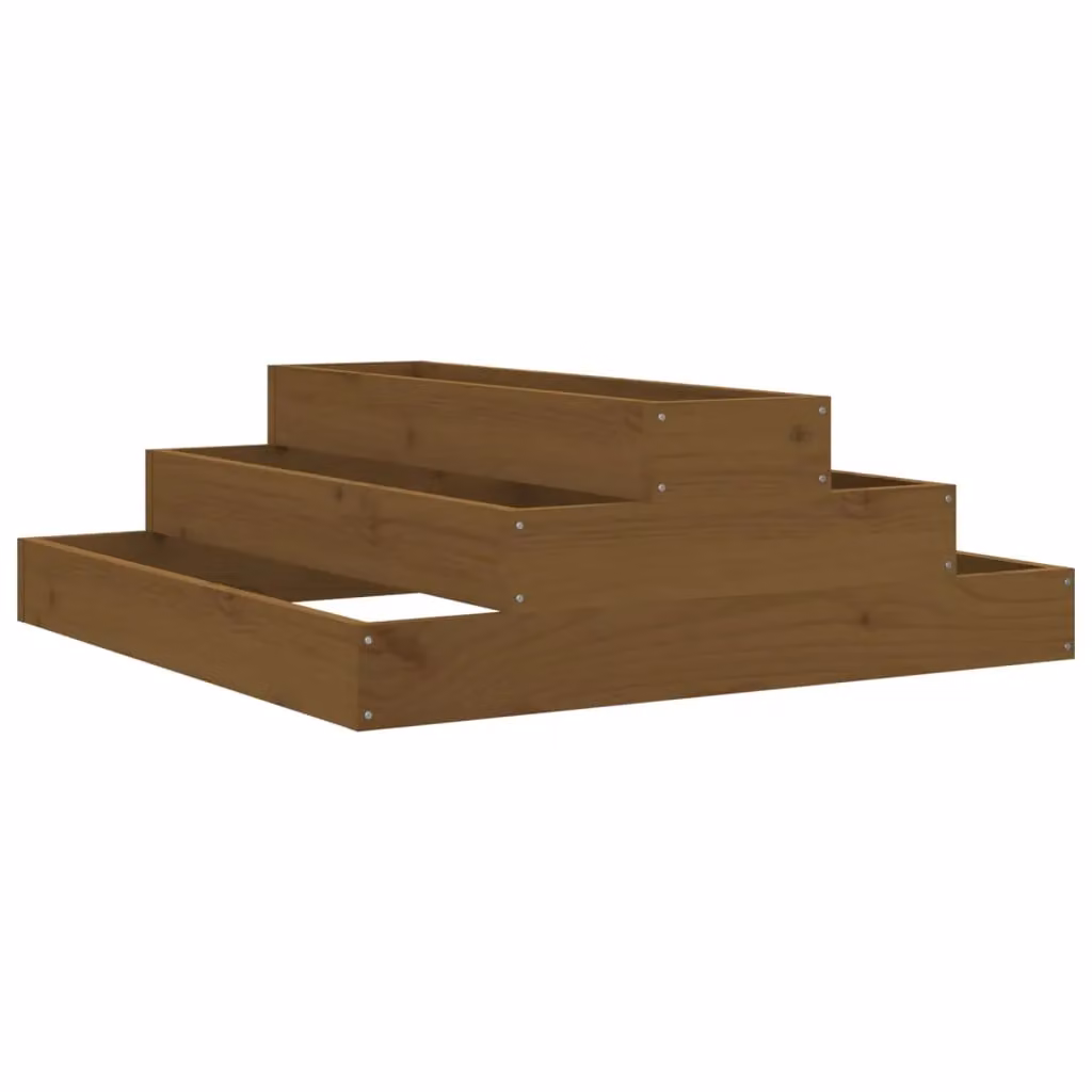 Berkfield Home Brown Solid Wood Pine Planter W: 80 cm, D: 80 cm, H: 27 cm – 2