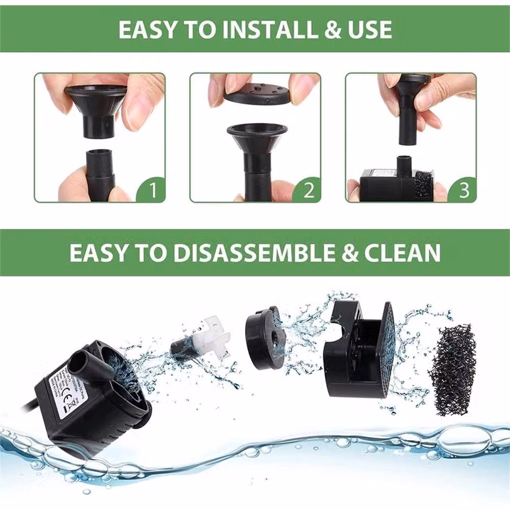 FLAVORA Solar Powered Pond Pump Fountain for Garden and Aquarium, Black, W/D/H: 100 x 100 x 100 cm – 4