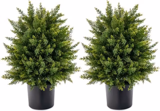 Costway Artificial Cedar Topiary Ball Tree in Green, Diameter: 50 cm