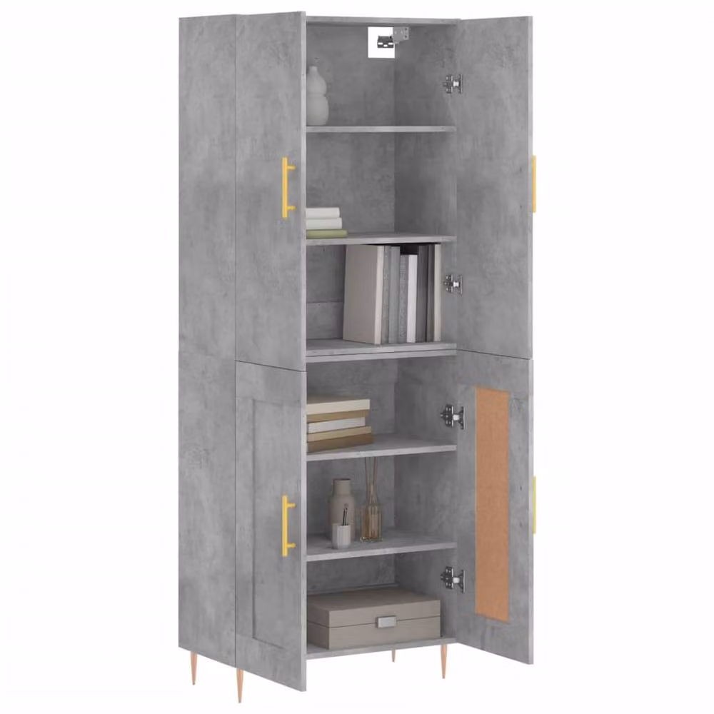 Berkfield Home Highboard in Concrete Grey, W: 69.5 cm, D: 34 cm, H: 180 cm – 2