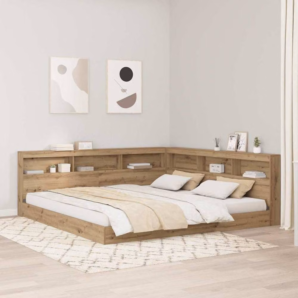 Berkfield Home Artisan Oak Storage Headboard with Integrated Shelf, Brown, Width: 180 cm – 2