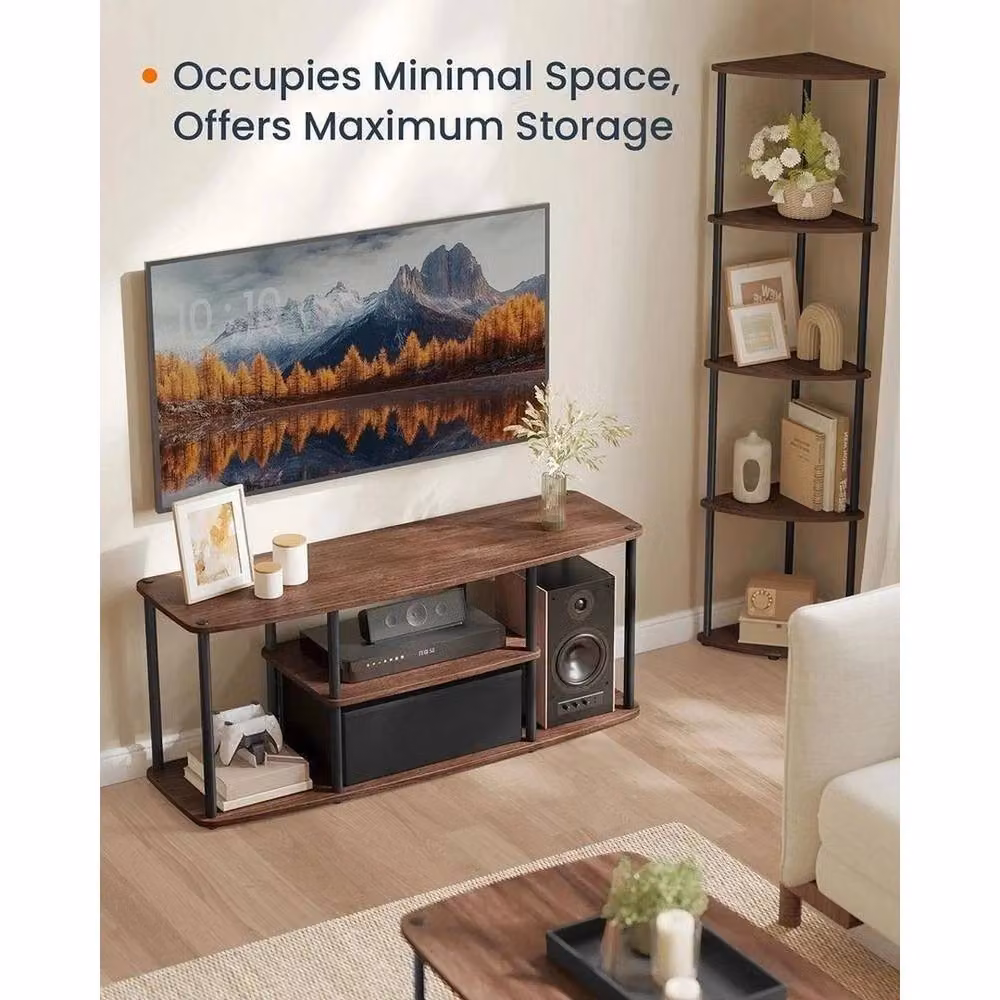 VOGREX Walnut and Black Modern TV Stand Media Console, W/D/H: 110 x 35 x 46 cm – 2