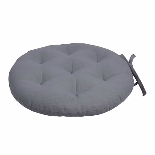 Harbour Housewares Round Grey Seat Pad with Ties, W/D/H: 40 x 40 x 5 cm