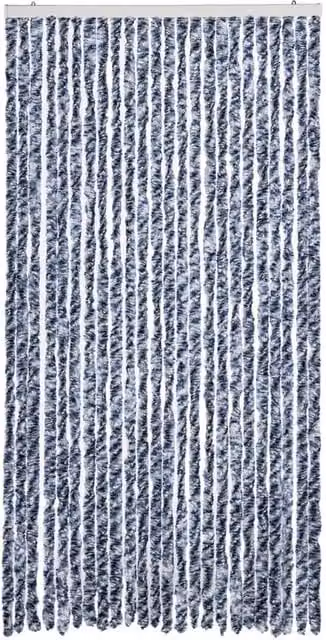 Berkfield Home Blue and White Striped Chenille Soft Fly Curtain, W: 100 cm, H: 200 cm – 1