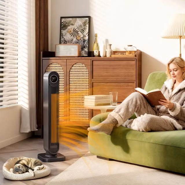 HOMCOM 2000W Ceramic Electric Fan Heater with Overheat and Tilt Protection, Black