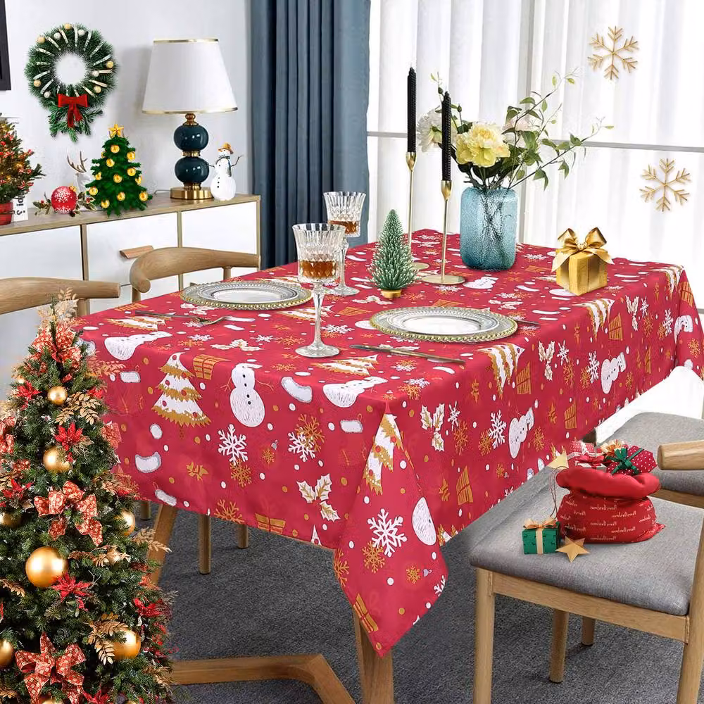 London Boutique Red Waterproof Christmas Polyester Tablecloth, W: 137.16 cm, L: 228.6 cm – 3