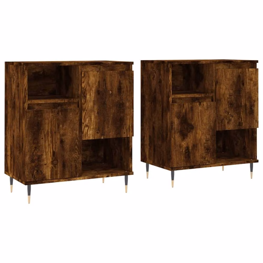Berkfield Home Set of 2 Smoked Oak Sideboards in Brown, W/D/H: 120 x 70 x 35 cm – 3