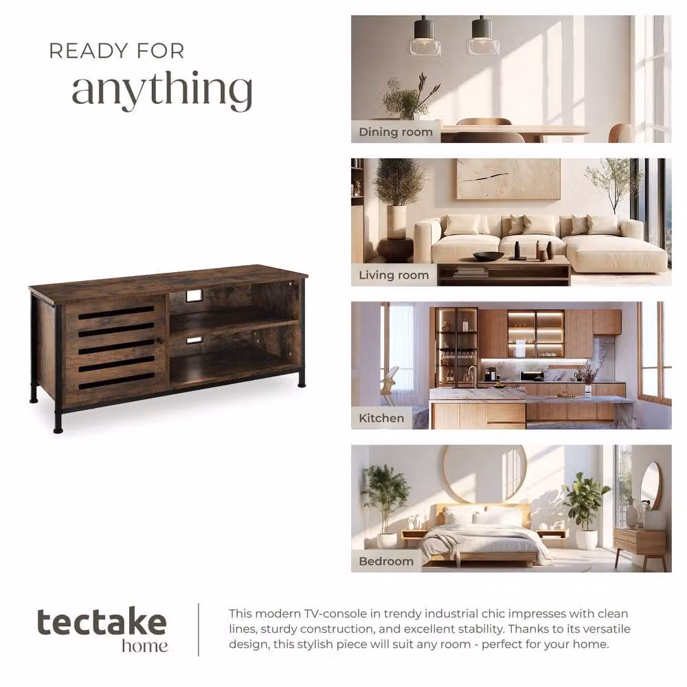 tectake Galway Industrial TV Stand in Brown and Black, Width: 110 cm – 7