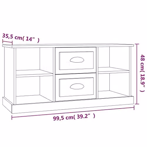 vidaXL Modern Black Engineered Wood TV Cabinet, W/D/H: 99.5 x 35.5 x 48 cm