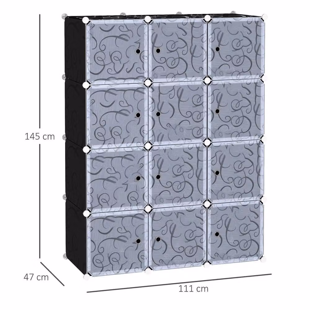 EONLION Portable Interlocking Plastic Wardrobe in Black, Width: 100 cm – 2