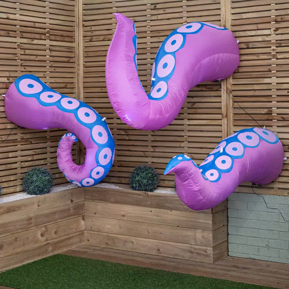 Samuel Alexander Set of 6 Light up Inflatable Octopus Tentacles Halloween Decoration in Purple and White – 2