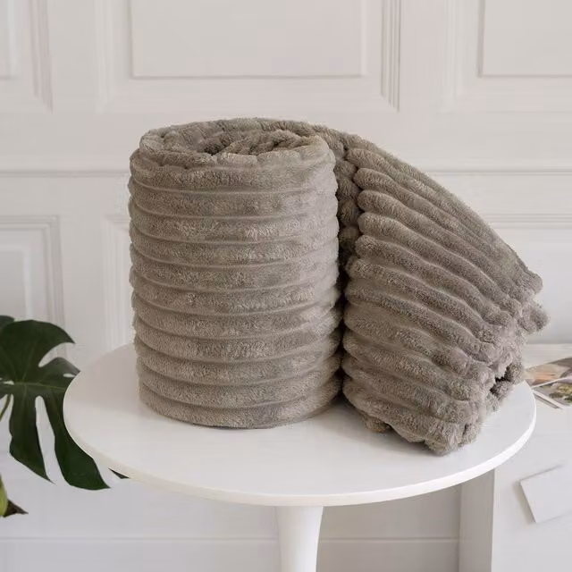 Kampala Hill Hygge Chunky Cord Throw in Beige and Yellow, W: 150 cm, L: 200 cm