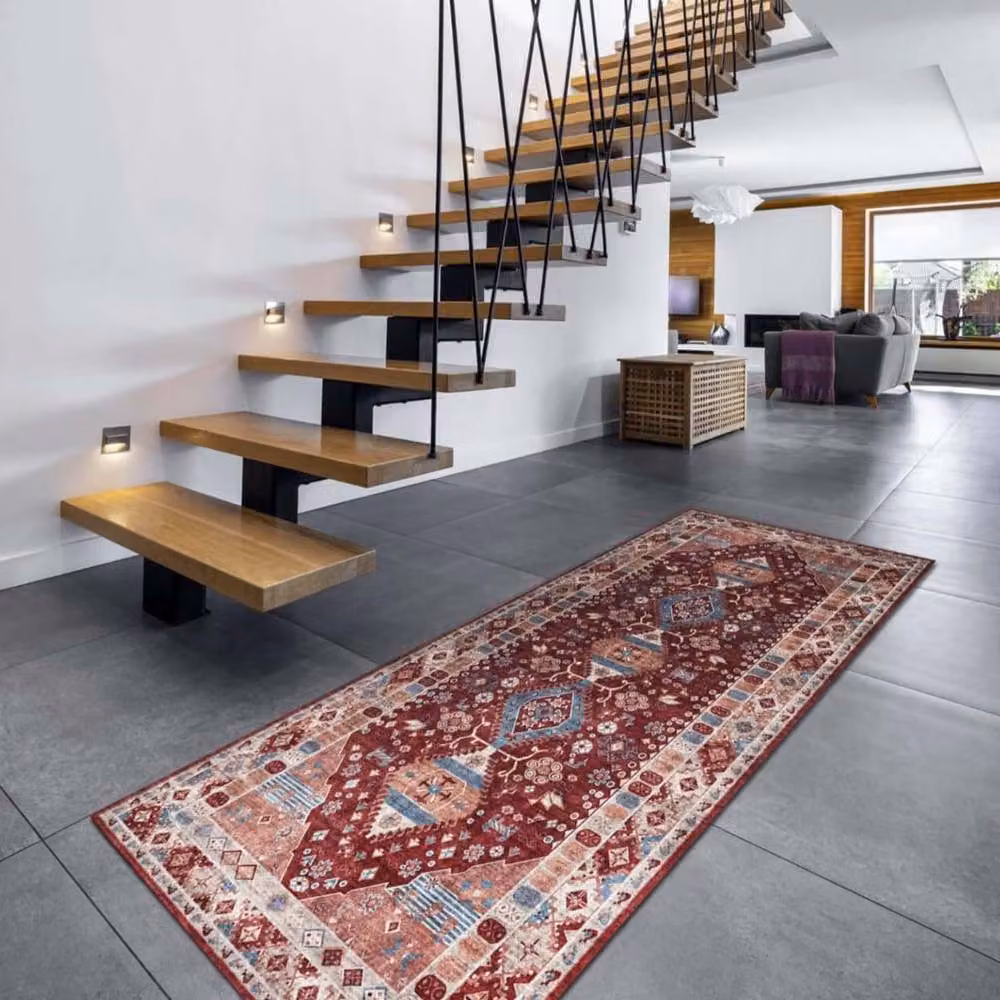 THE RUGS Atlas Collection Vintage Oriental Red Washable Non-Slip Polyamide Rug, W/D/H: 160 x 120 cm – 4