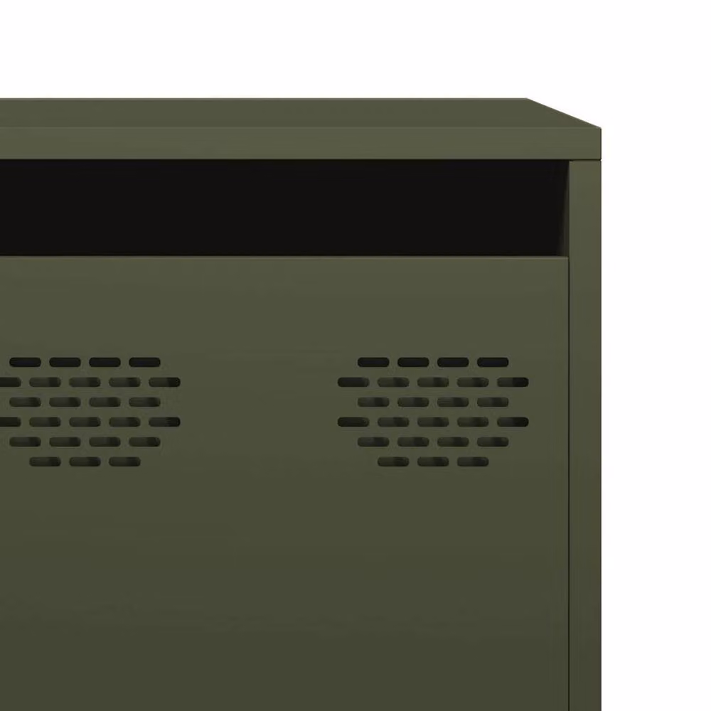 Berkfield Home Industrial TV Cabinet in Olive Green, Matt Cold-rolled Steel, W: 202 cm, D: 39 cm, H: 43.5 cm – 6
