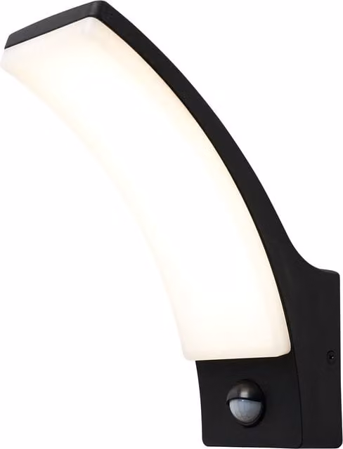 Litecraft Bengle Black LED Outdoor Curved Wall Light with PIR Motion Sensor
