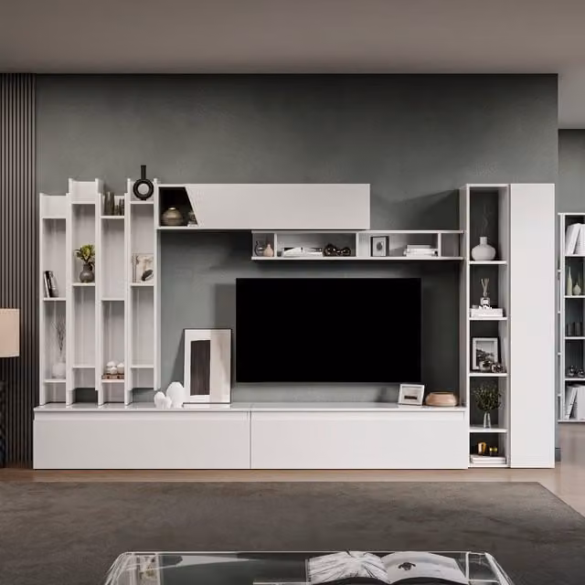 Decorotika Wien Wall Mounted Entertainment Center in High Gloss White