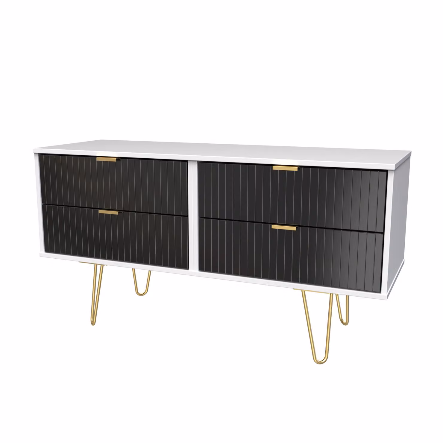 Ready Assembled 2 U Bexley 4 Drawer Bed Box in True Black and Gold Striped Matt Metal – 2