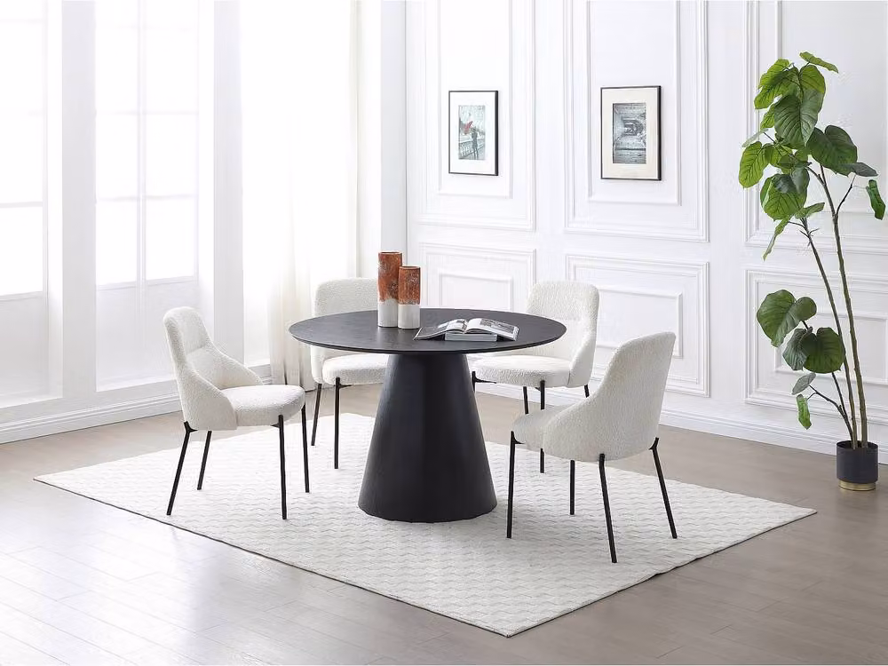 Vente-unique Antaliza Round 4-Seater Dining Table in Black Ash Veneer, Diameter: 120 cm, Height: 75 cm – 5