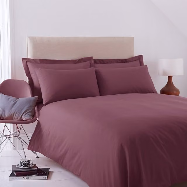 Charlotte Thomas Poetry Plain Dyed Duvet Cover Set in Aubergine Purple, Single, W: 90 cm x H: 190 cm