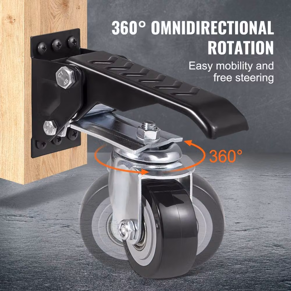 VEVOR Heavy Duty Steel Caster Wheels Set of 4, Black – 8