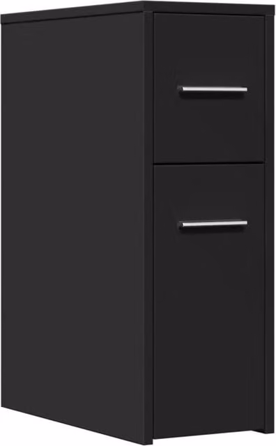 Berkfield Home Narrow Black Bathroom Cupboard with Wheels and Hinged Doors – 1