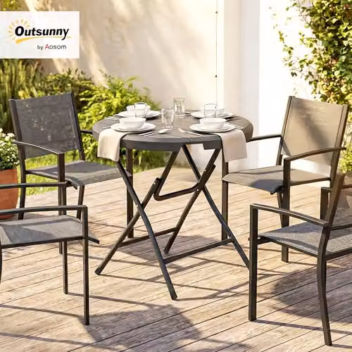 Outsunny Foldable Round Garden Dining Table for 4, Dark Grey, W/D/H: 80 x 80 x 73 cm – 8
