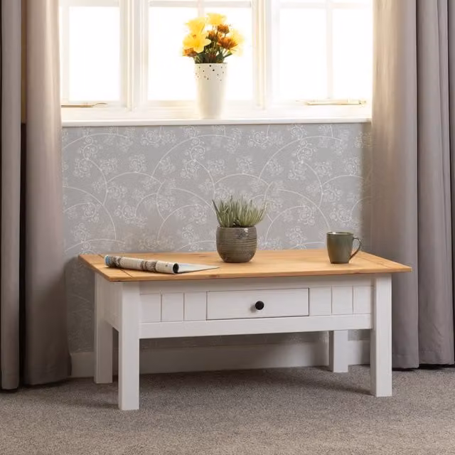 Seconique Panama White Pine Coffee Table with 1 Drawer