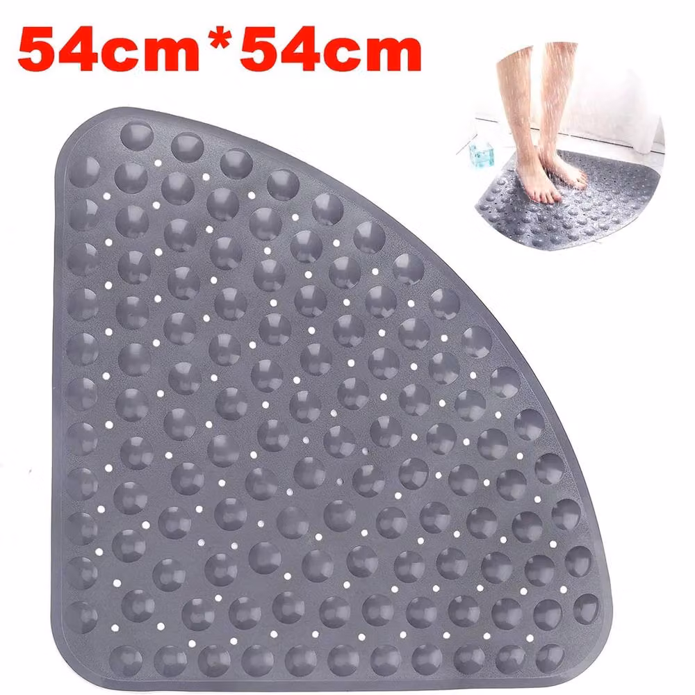 VOGREX Quadrant Anti-Slip Rubber Shower Mat with Suction Safety in Grey – 3