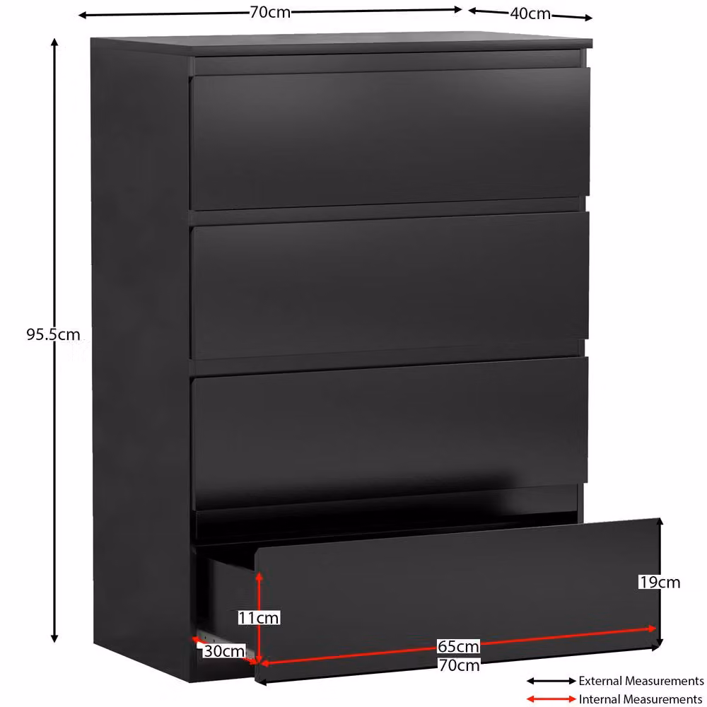 HD Designs Denver 4 Drawer Chest of Drawers in Black – 2