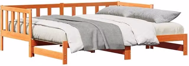 Berkfield Home Pull-out Day Bed in Wax Brown Oiled Pine Wood, W/D/H: 180 x 190 x 90 cm – 1