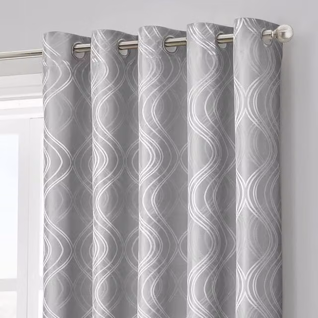 Intimates Clarissa Grey Eyelet Fabric Panel Curtain, W: 168 cm, H: 137 cm
