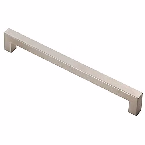Loops Square Linear Block Pull Handle in Brushed Silver Stainless Steel, W: 206 mm, D: 14 mm, Fixing Centres: 192 mm