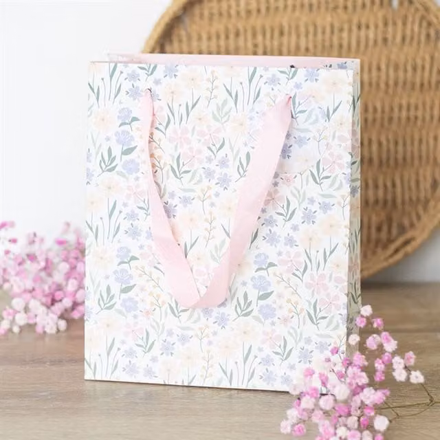 KDMK Ditsy Floral Paper Gift Bag with Message in Multicolour and Yellow