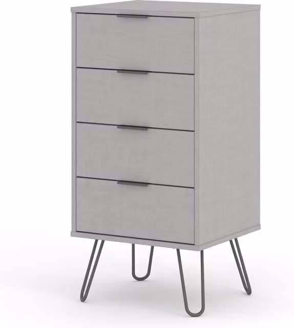 Core Augusta Grey 4 Drawer Narrow Chest of Drawers