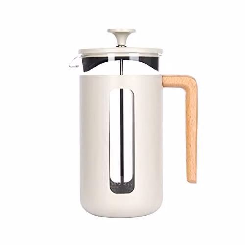La Cafetiere Pisa Stainless Steel and Glass Cafetiere, 8 Cup, Silver and Beige – 1