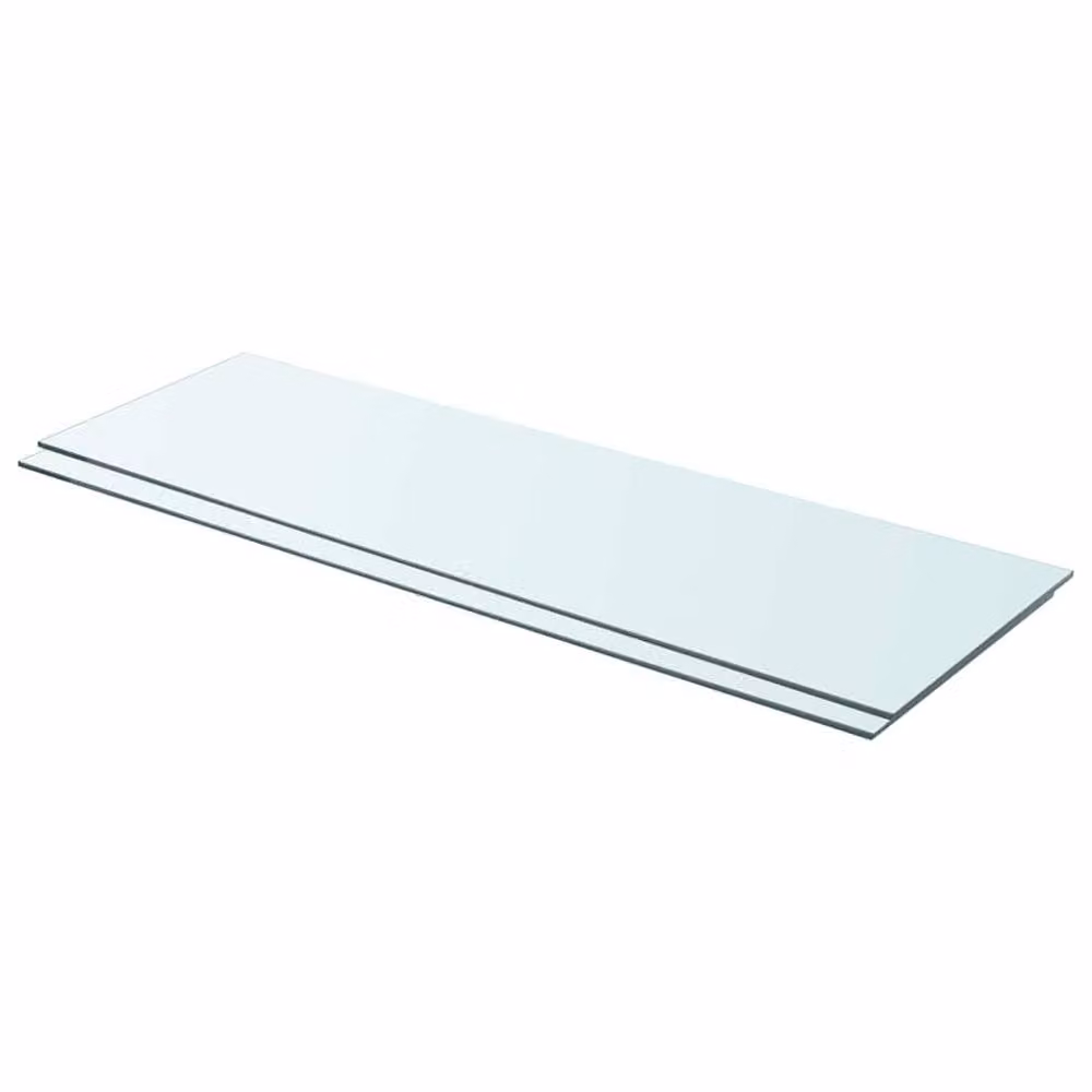 Berkfield Home 2-Piece Clear Glass Shelves, W: 90 cm, D: 30 cm, H: 1.5 cm